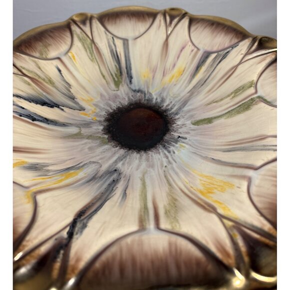 German Ceramic Decorative Bowl Floral Design & Gold Accents 13" Model #576 Vtg - Picture 4 of 12